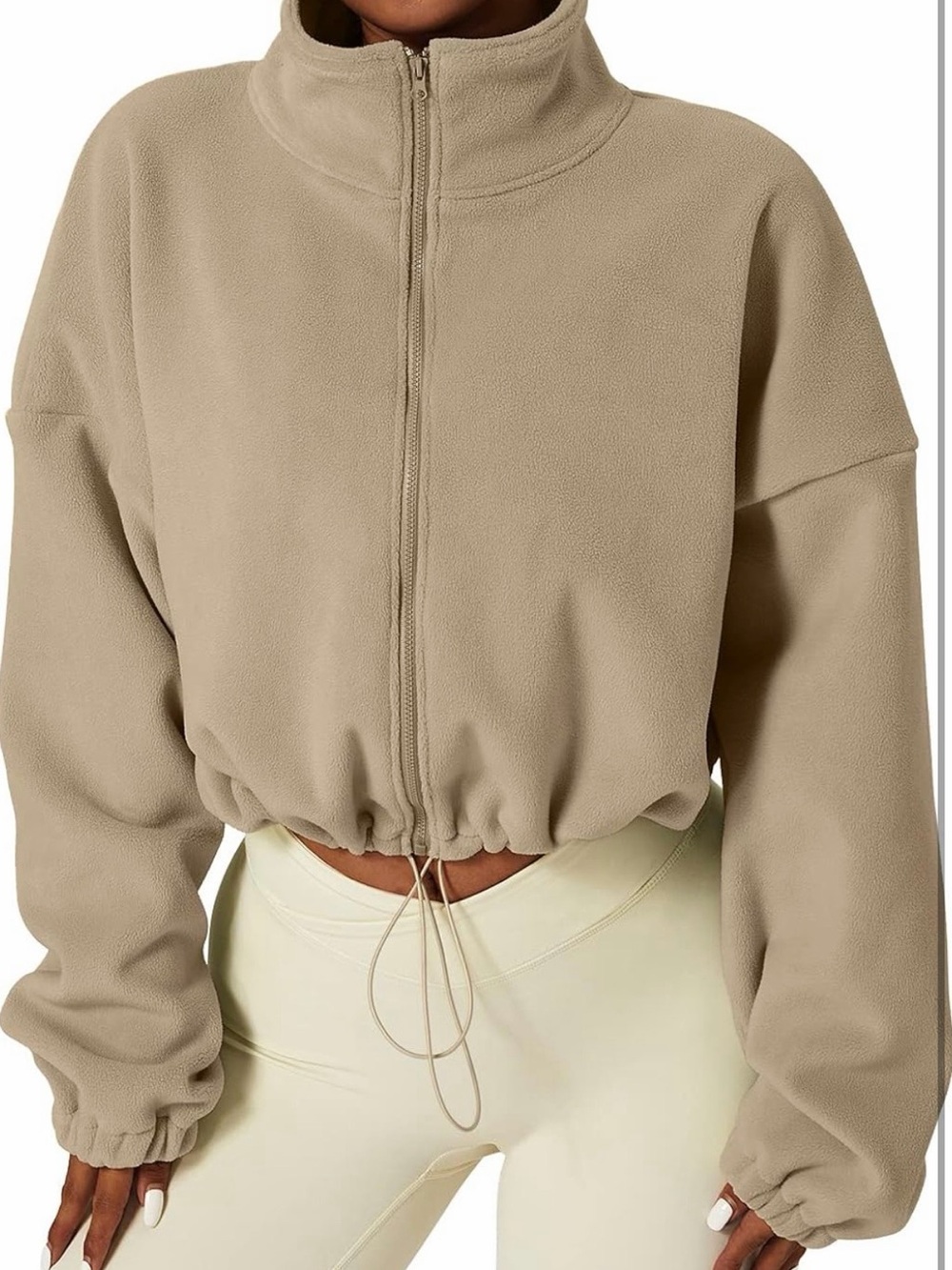 NWOT Qinsen Full Zip Fleece Sherpa Short Crop Jacket